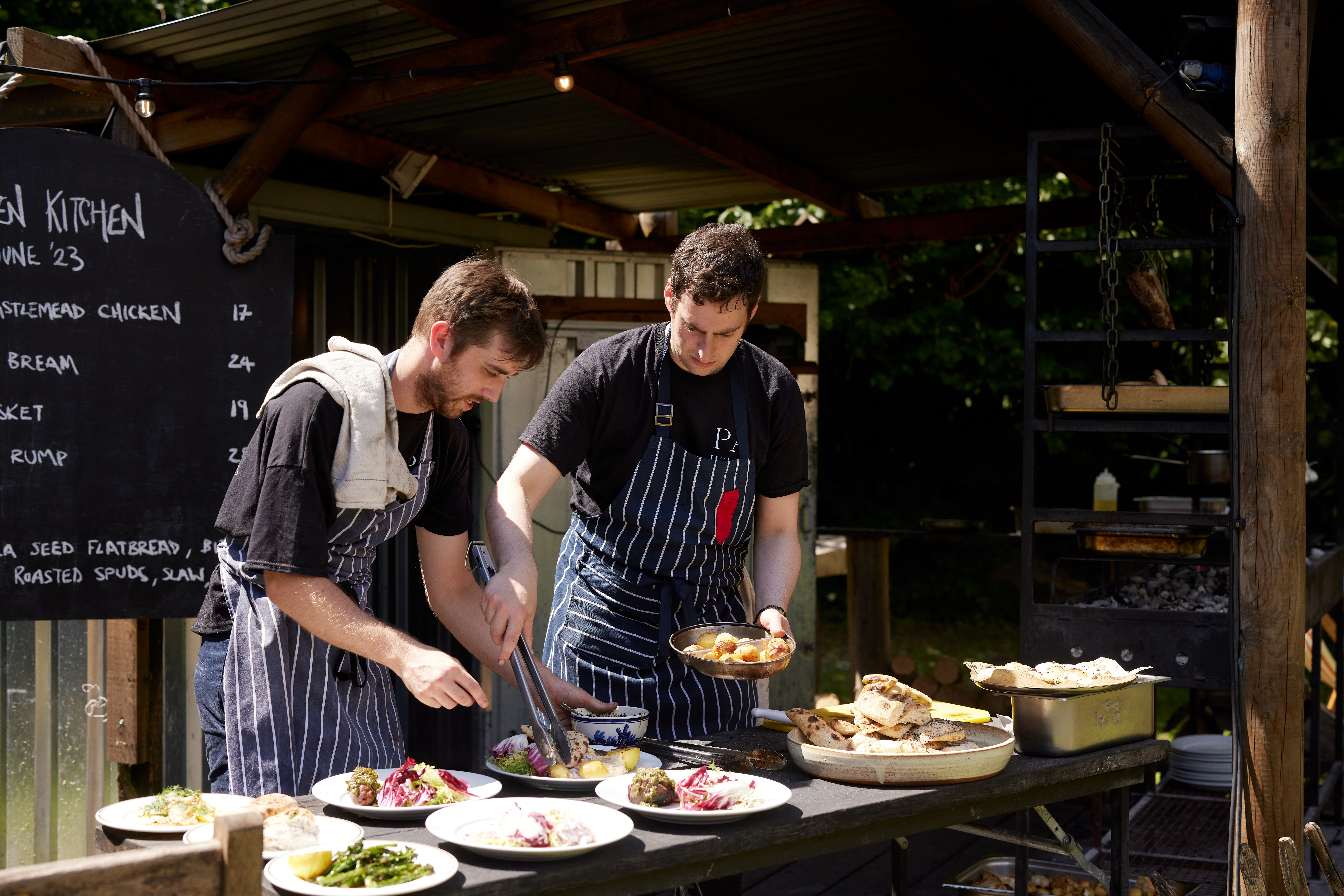 team working in a busy pub kitchen